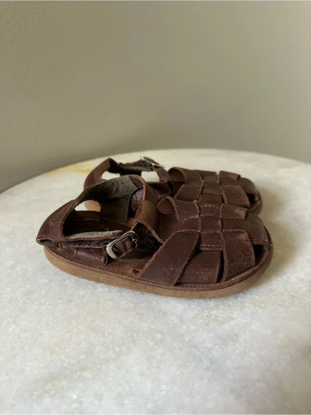 Kids Brown Leather Fisherman Sandals